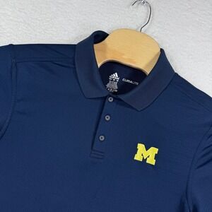UofM Shirt Adidas ClimaLite Michigan Wolverines Polo Shirt Men's L Athletic Golf